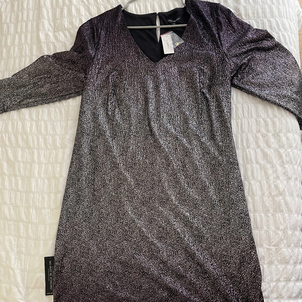 Silver and purple ombré metallic cocktail shift dress